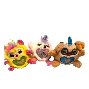 Lot 3 Zuru Rainbocorn Sparkle Heart Plush Bags, Pizza, Taco 5"plushies